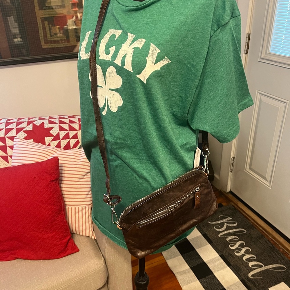 Stylish Brown Leather Crossbody Bag Lecxci